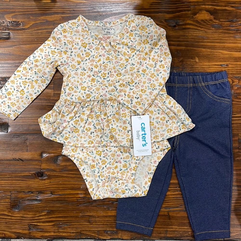 NWT Carter’s 2-Piece Peplum Bodysuit & Pant Set